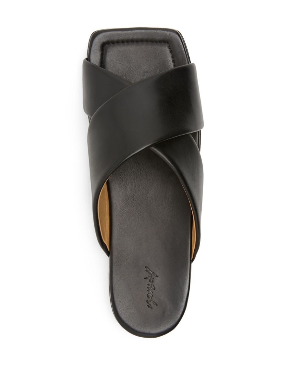 square-toe leather slides - 3