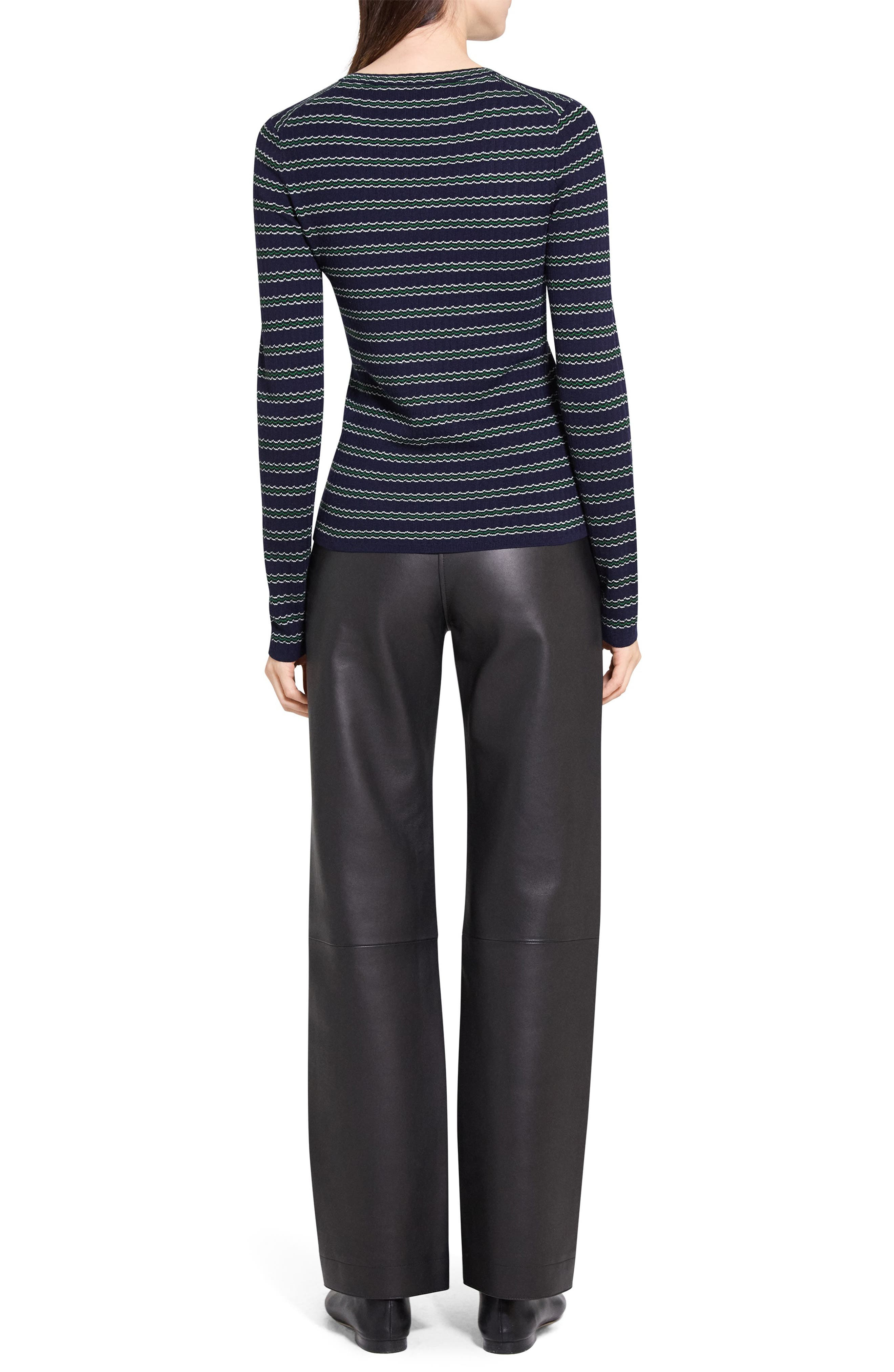 Theory Stripe Merino Wool Sweater in Deep Navy Multi at Nordstrom - 8