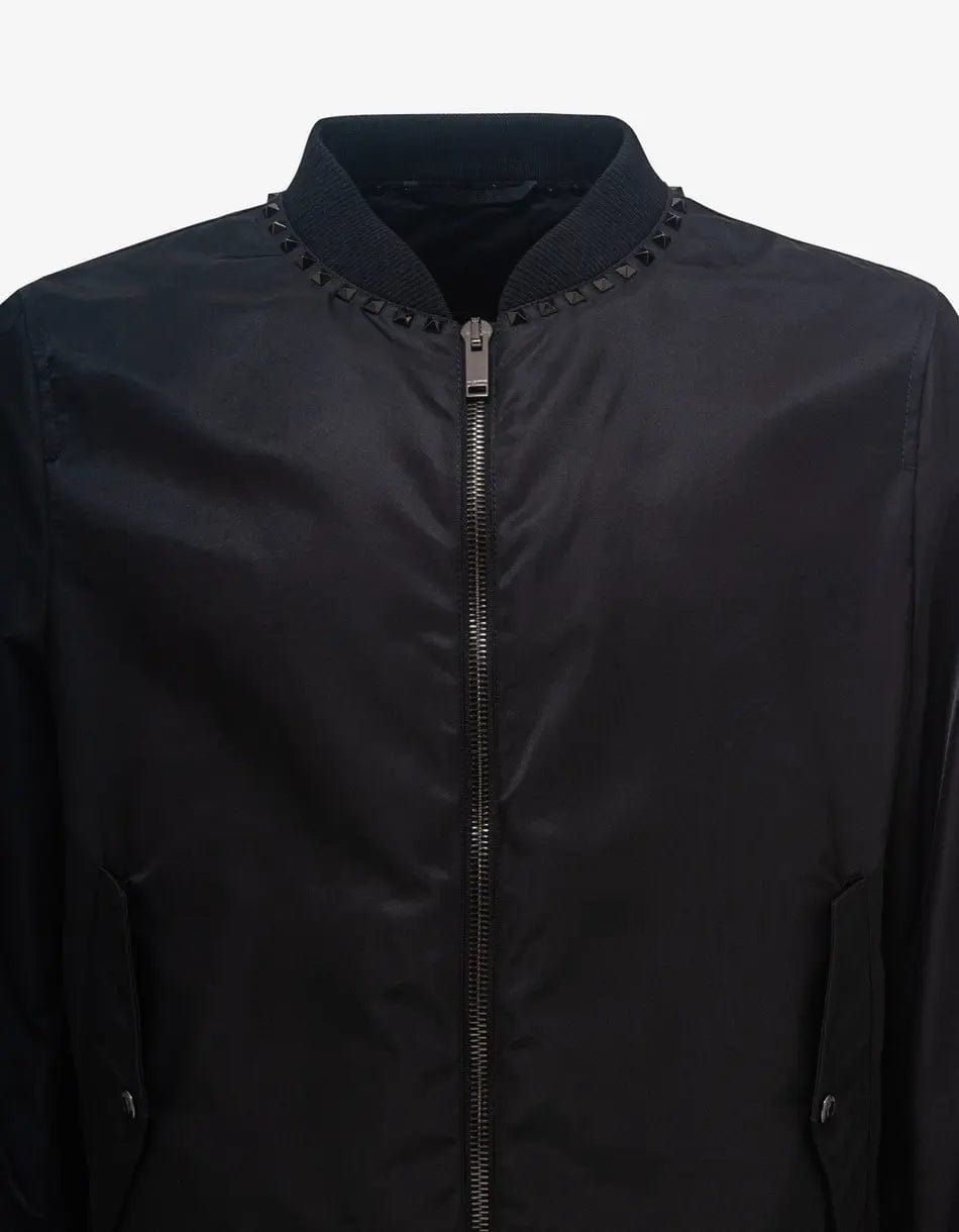 Valentino Black Untitled Stud Bomber Jacket - 3