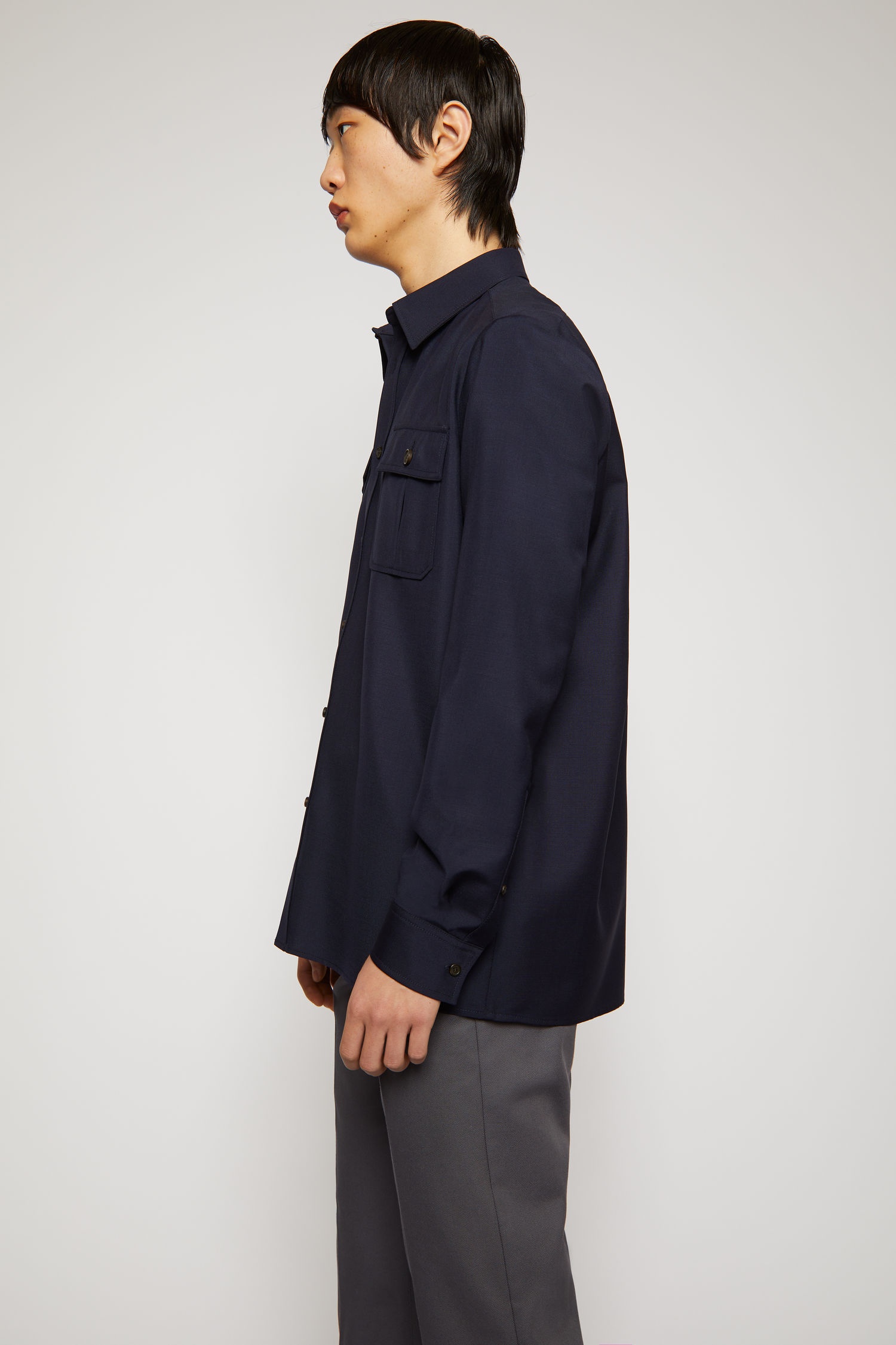 Wool-blend shirt navy - 3