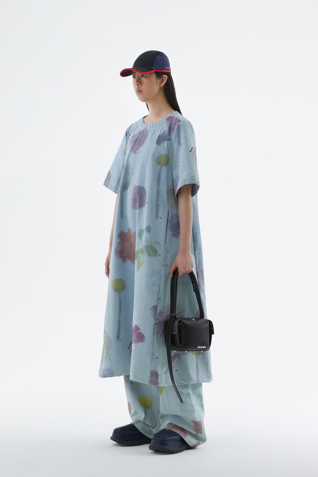 DENIM DRESS WITH FLOWER PRINT - 1