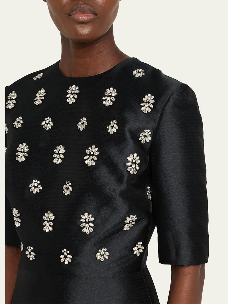 REEM ACRA Embellished Mikado Silk Short-Sleeve Gown outlook