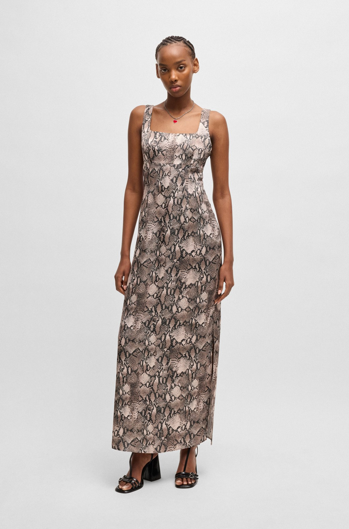 SQUARE-NECK DRESS WITH PYTHON PRINT - 3