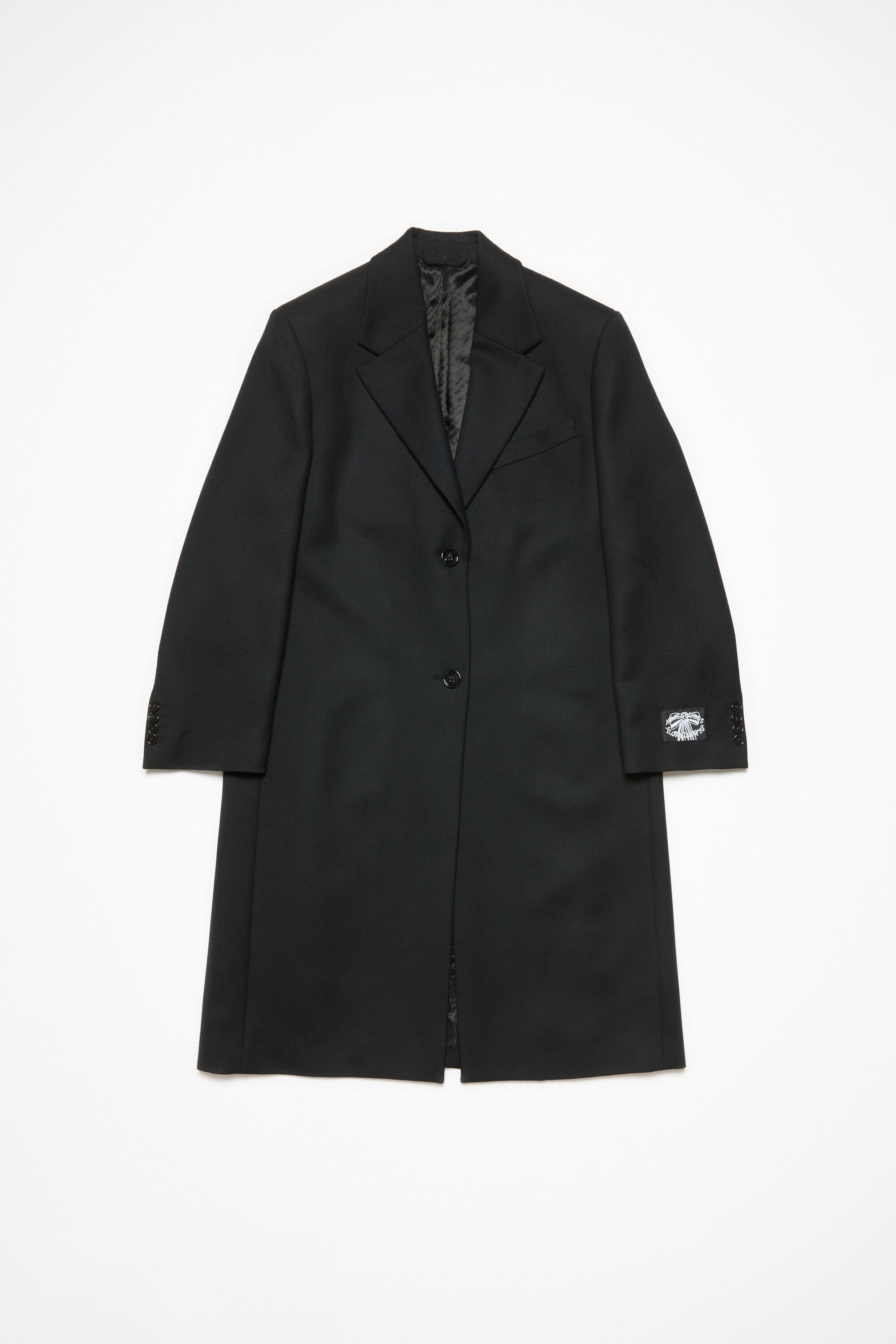 Single-breasted wool coat - Black - 8