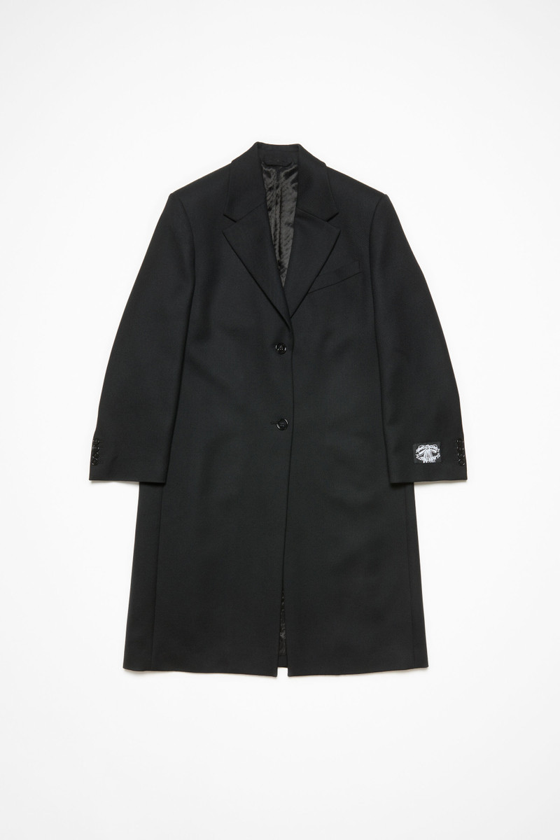 Single-breasted wool coat - Black 7