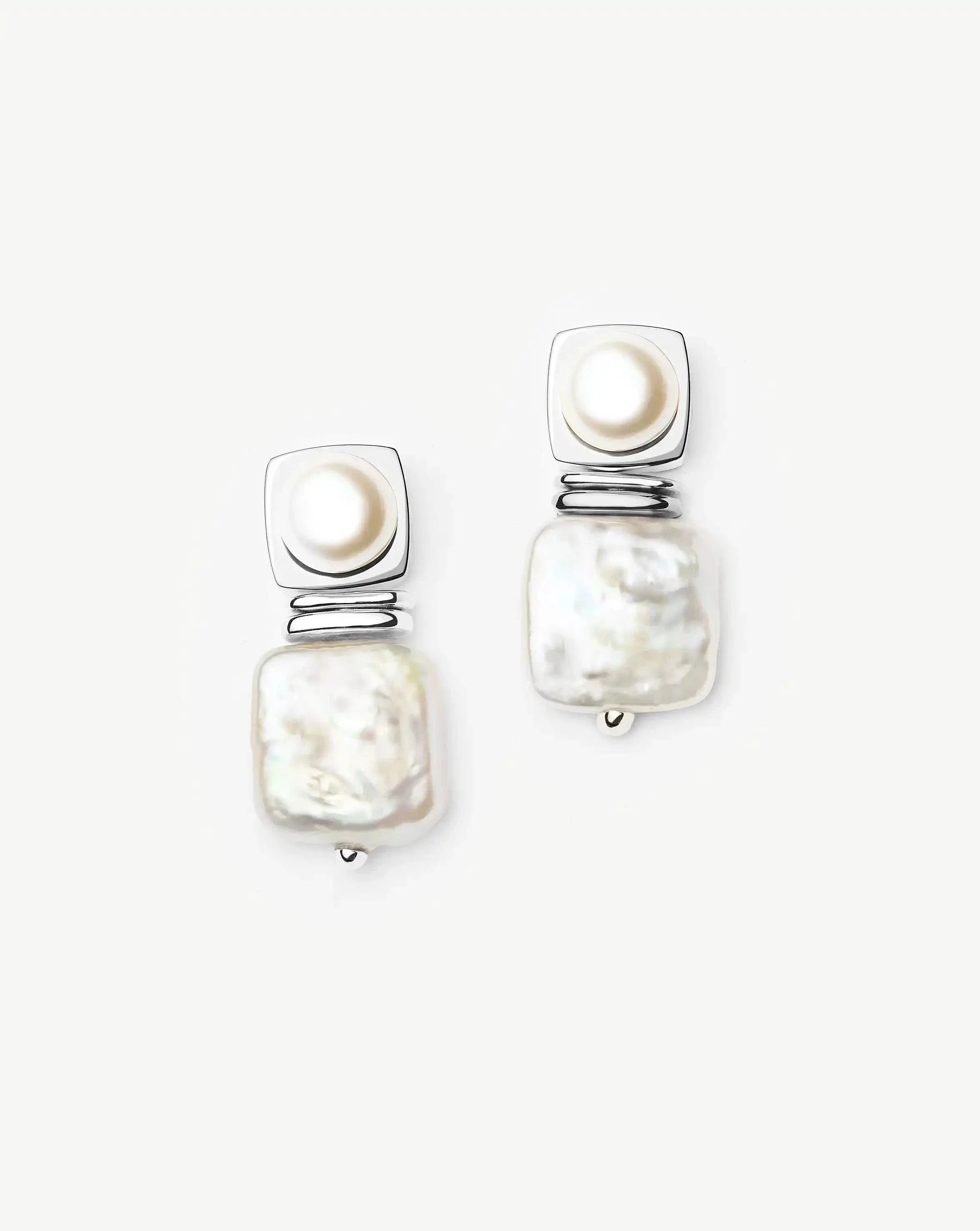 Square Pearl Small Stud Earrings - 1