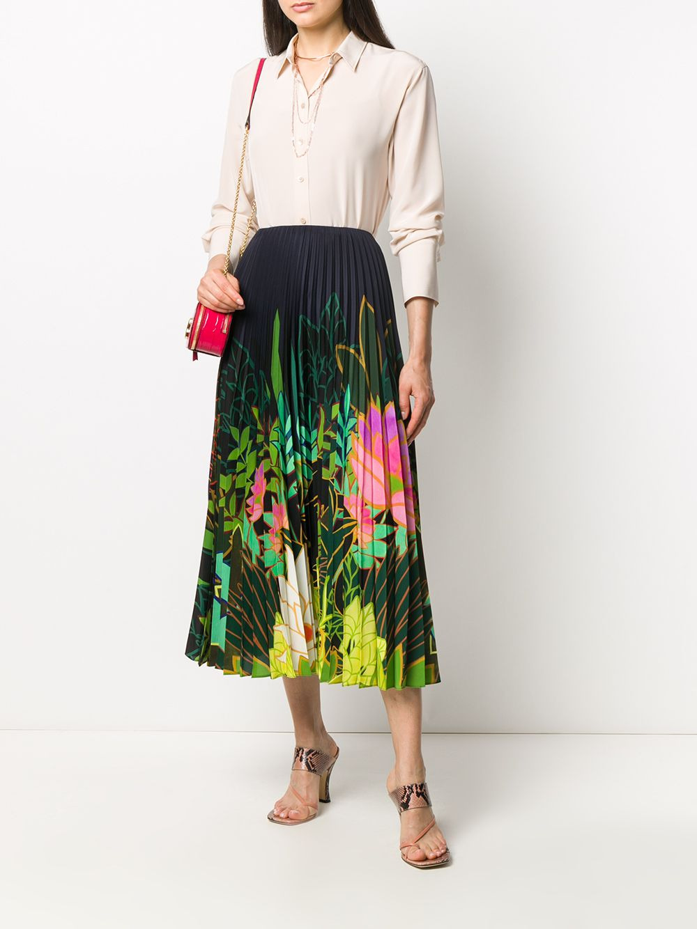 pleated floral-print skirt - 2