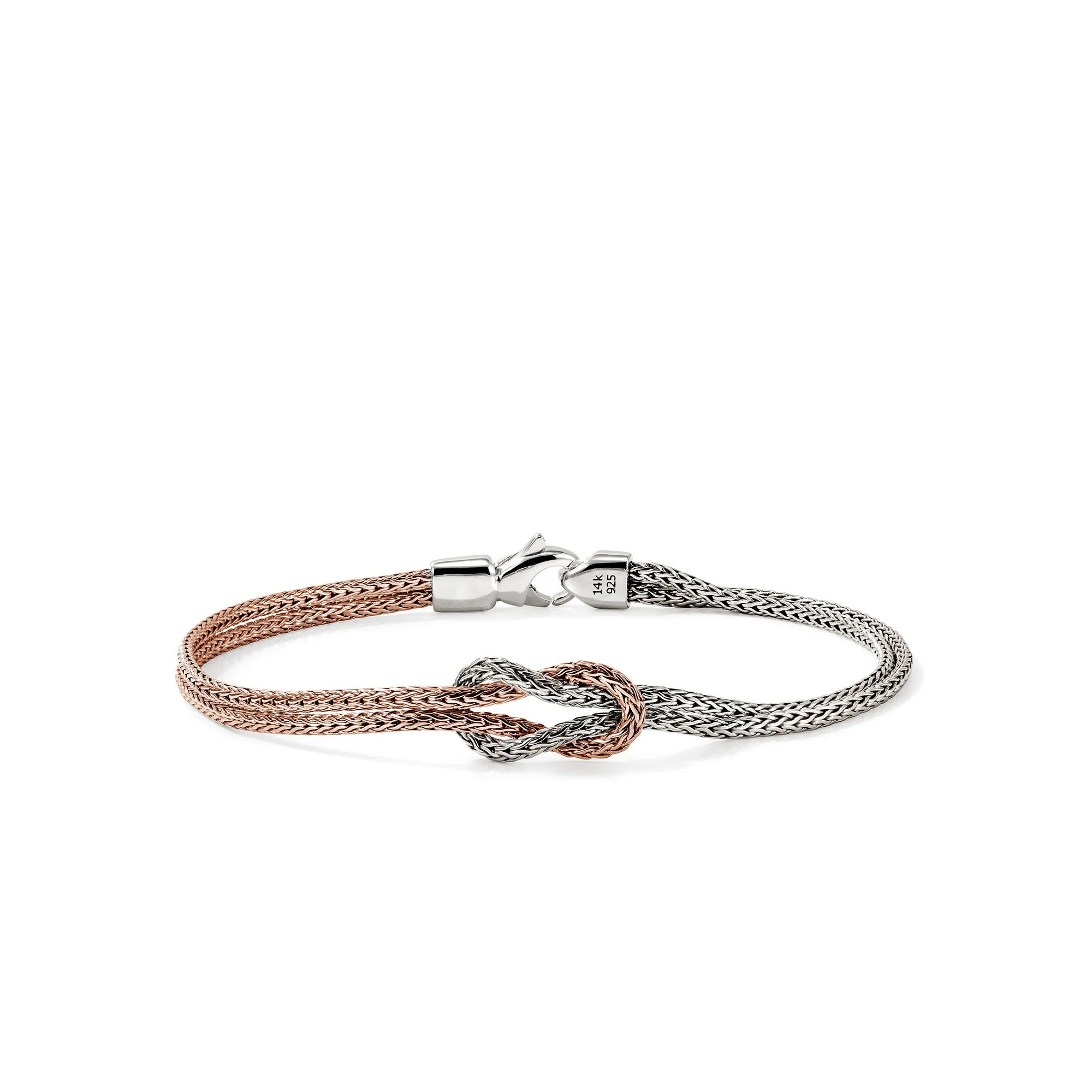 Love Knot Bracelet, Rose Gold, Sterling Silver, 3.6MM - 1