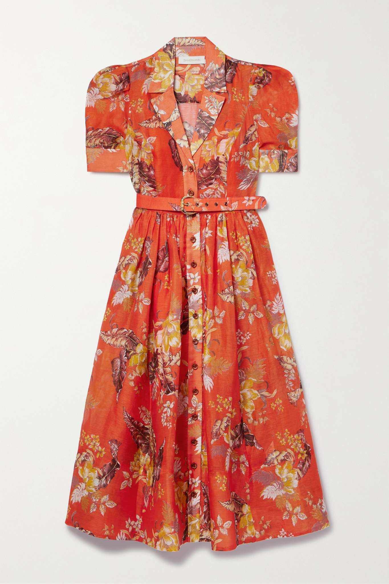 Matchmaker belted floral-print linen and silk-blend midi dress - 1