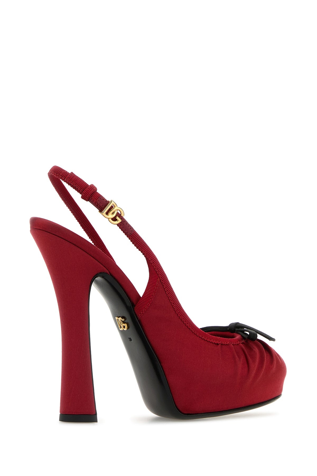 Red satin pumps - 3