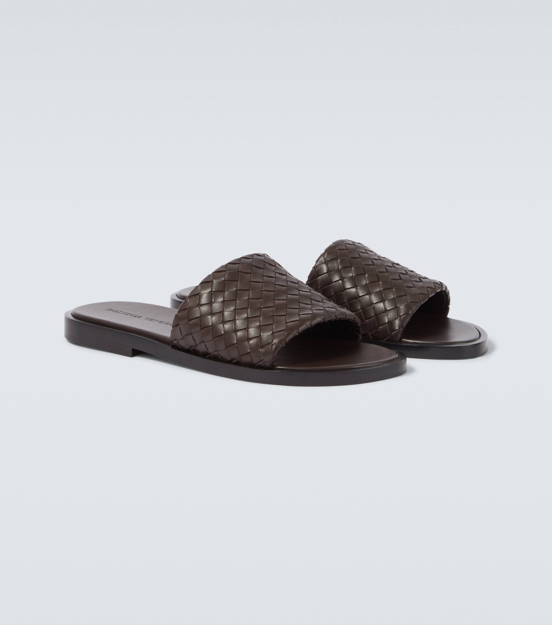 Elio Intrecciato leather slides - 5