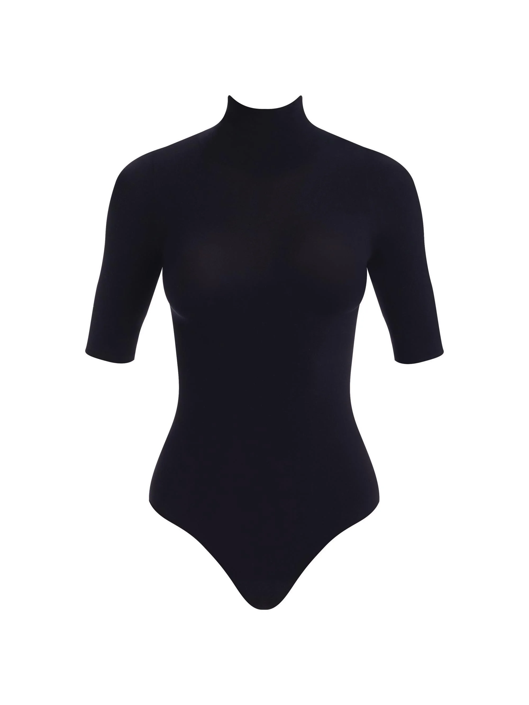Women's Short-Sleeve Turtleneck Bodysuit - Black - 1