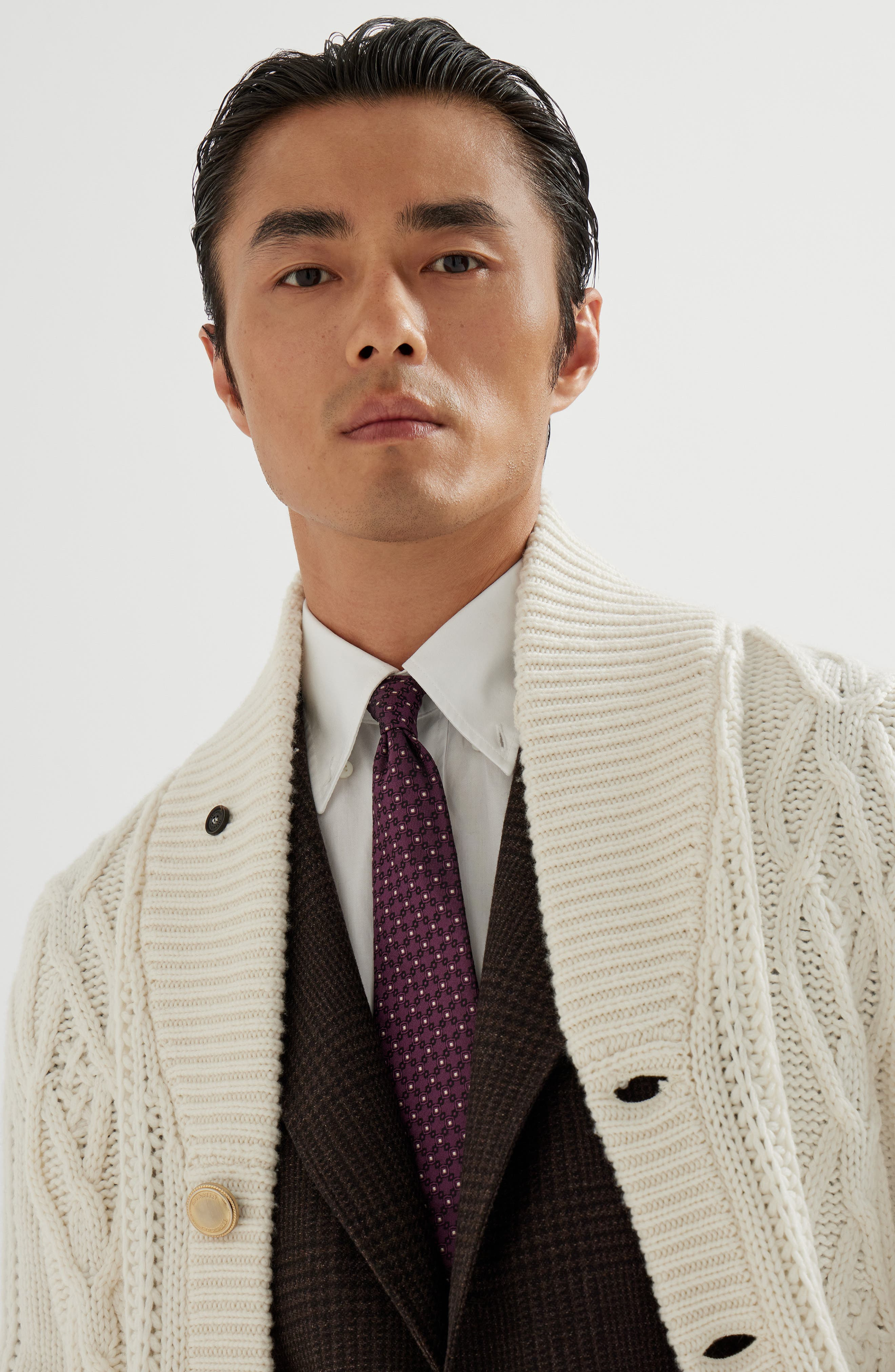 Brunello Cucinelli Necktie with jacquard pattern in Burgundy at Nordstrom - 4
