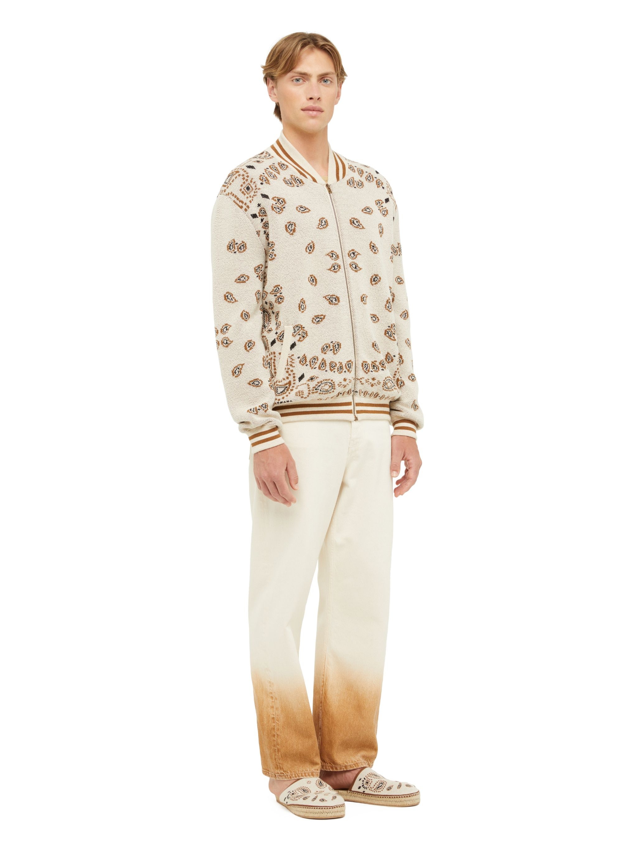 Bandana Piquet Jacquard Bomber Jacket - 5