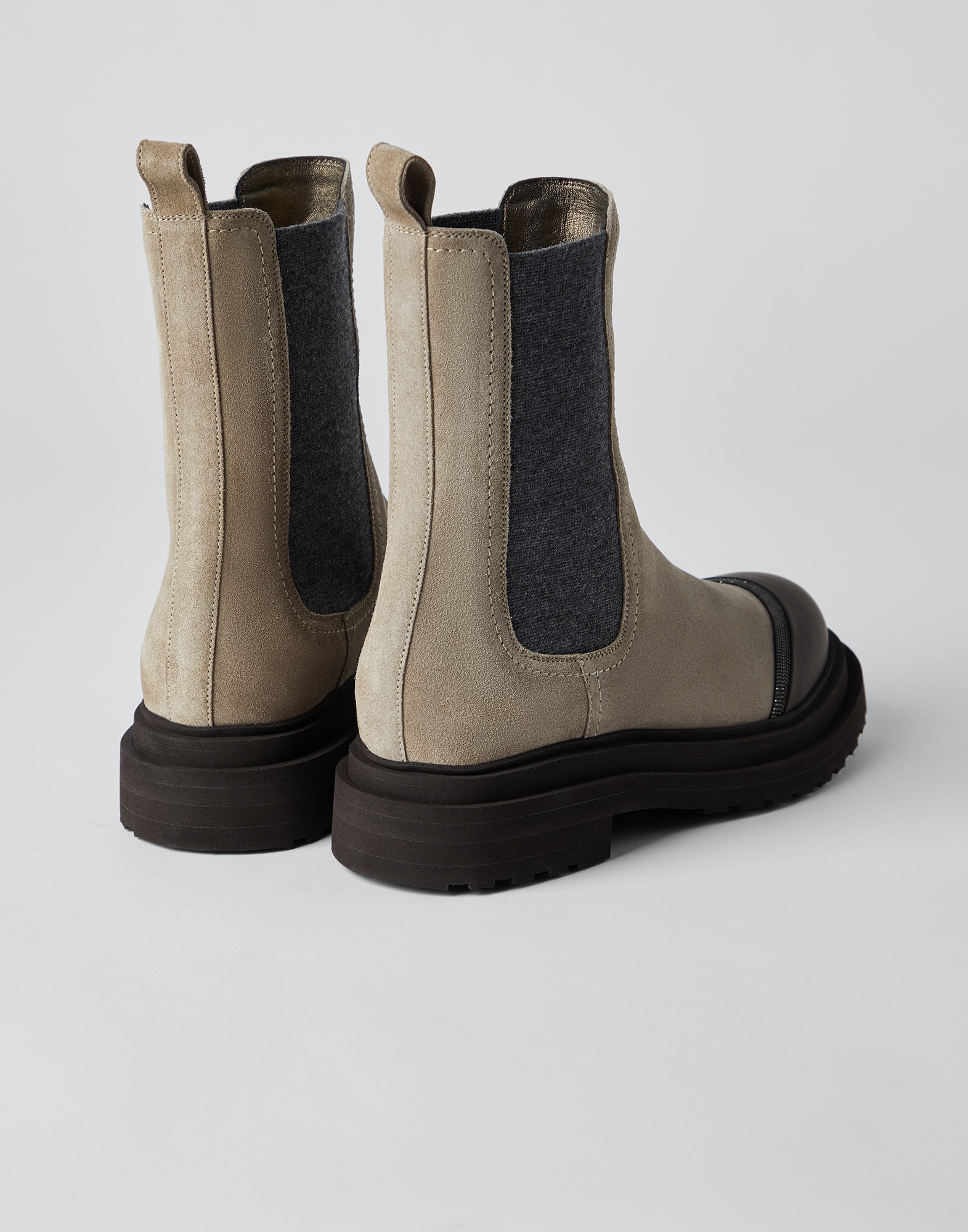 Suede and calfskin Chelsea boots with monili - 3