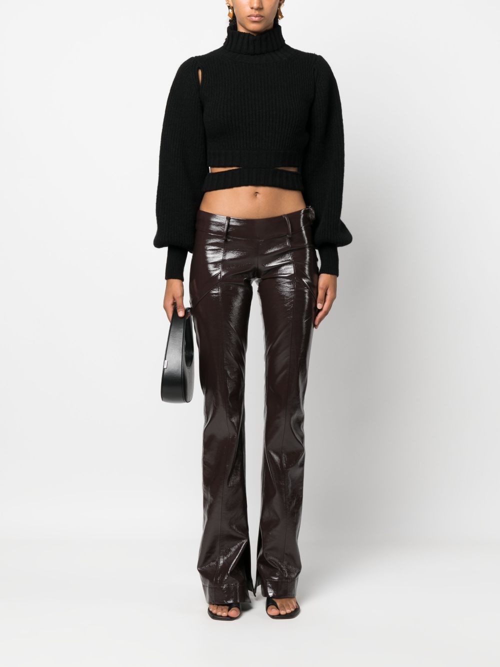 roll-neck cropped knit jumper - 2