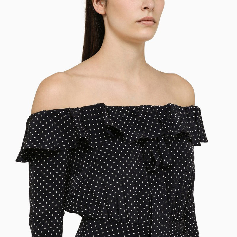 Alessandra Rich Blue Silk Minidress With White Polka Dots Women - 3