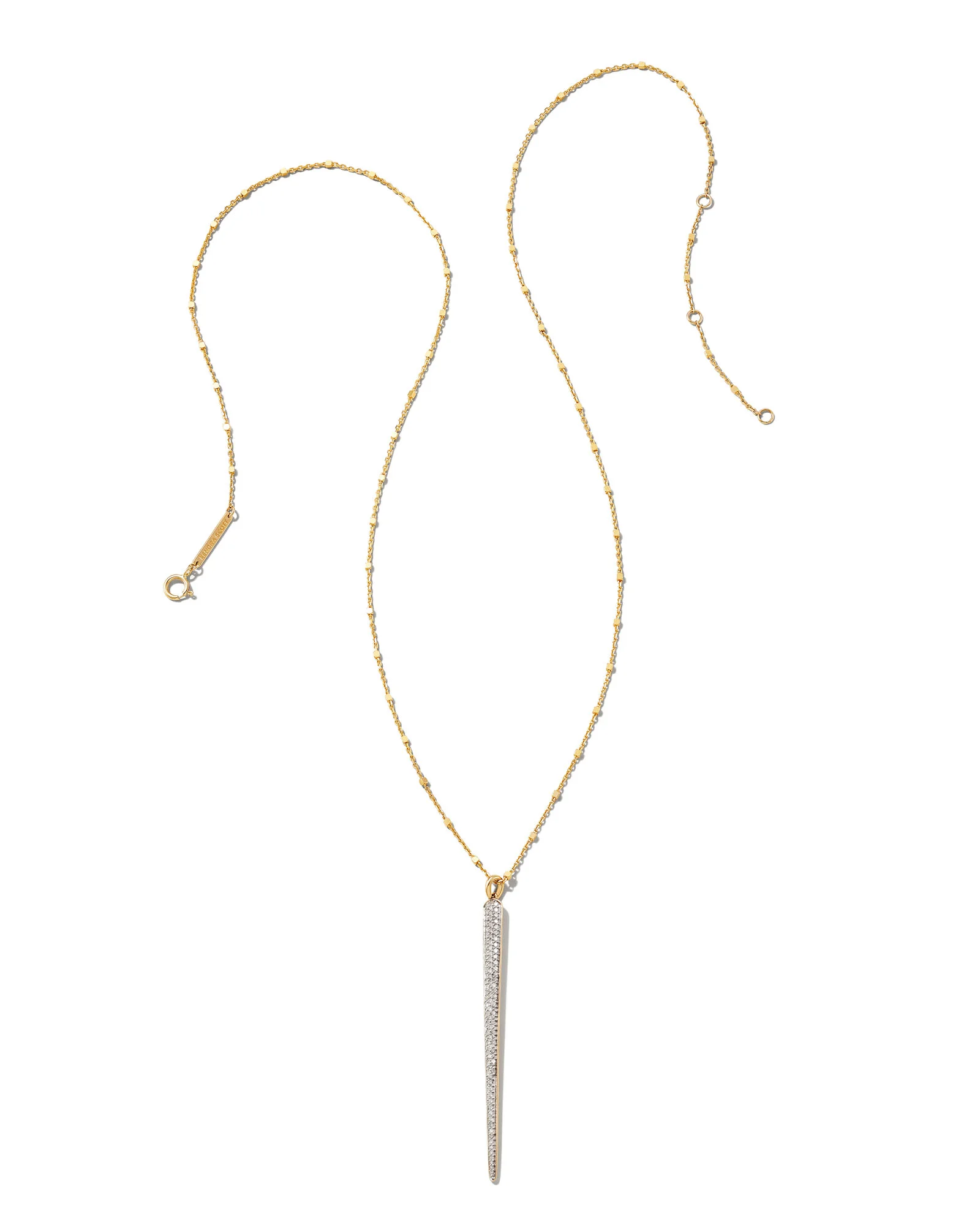0.31 ct Spike 14k Yellow Gold Statement Necklace in White Diamond - 1