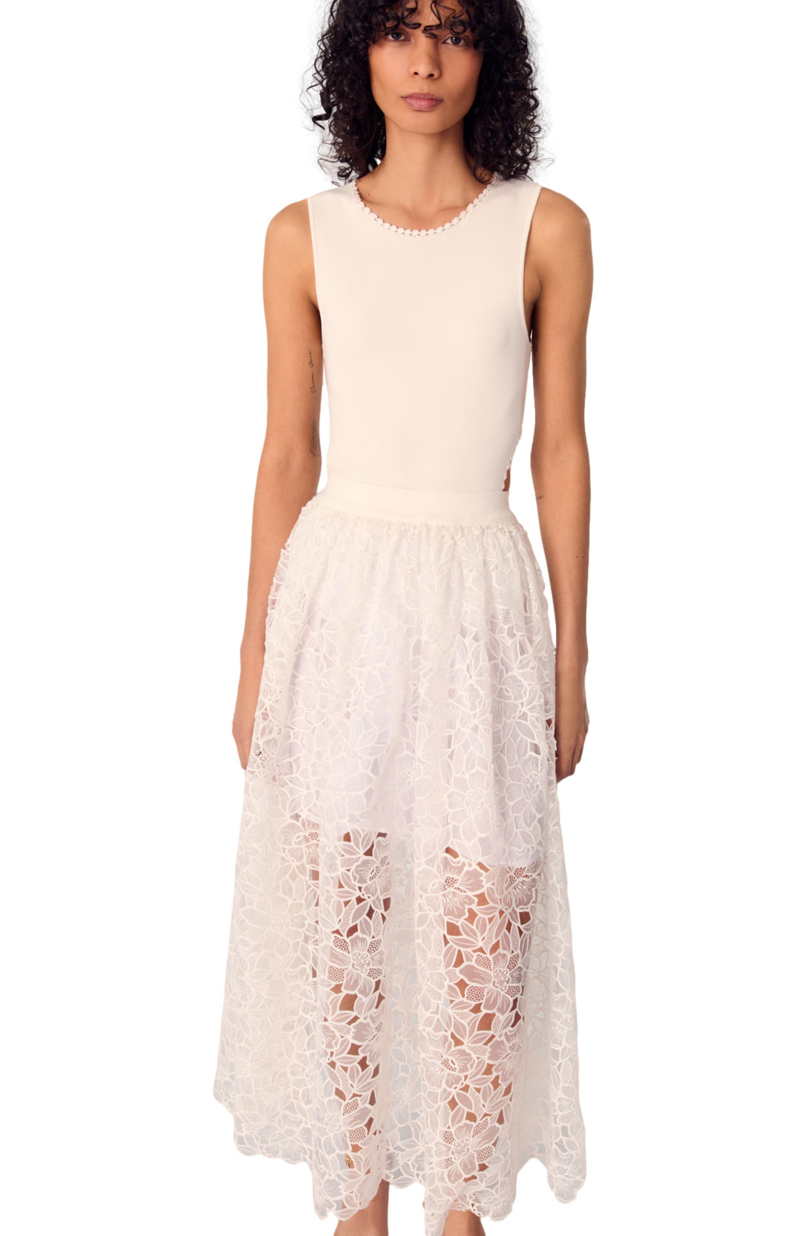 maje Backless jewellery neck bodysuit in White at Nordstrom - 5