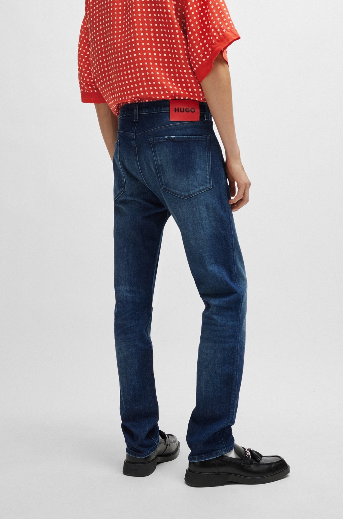 SLIM-FIT JEANS IN BLUE STRETCH DENIM - 4