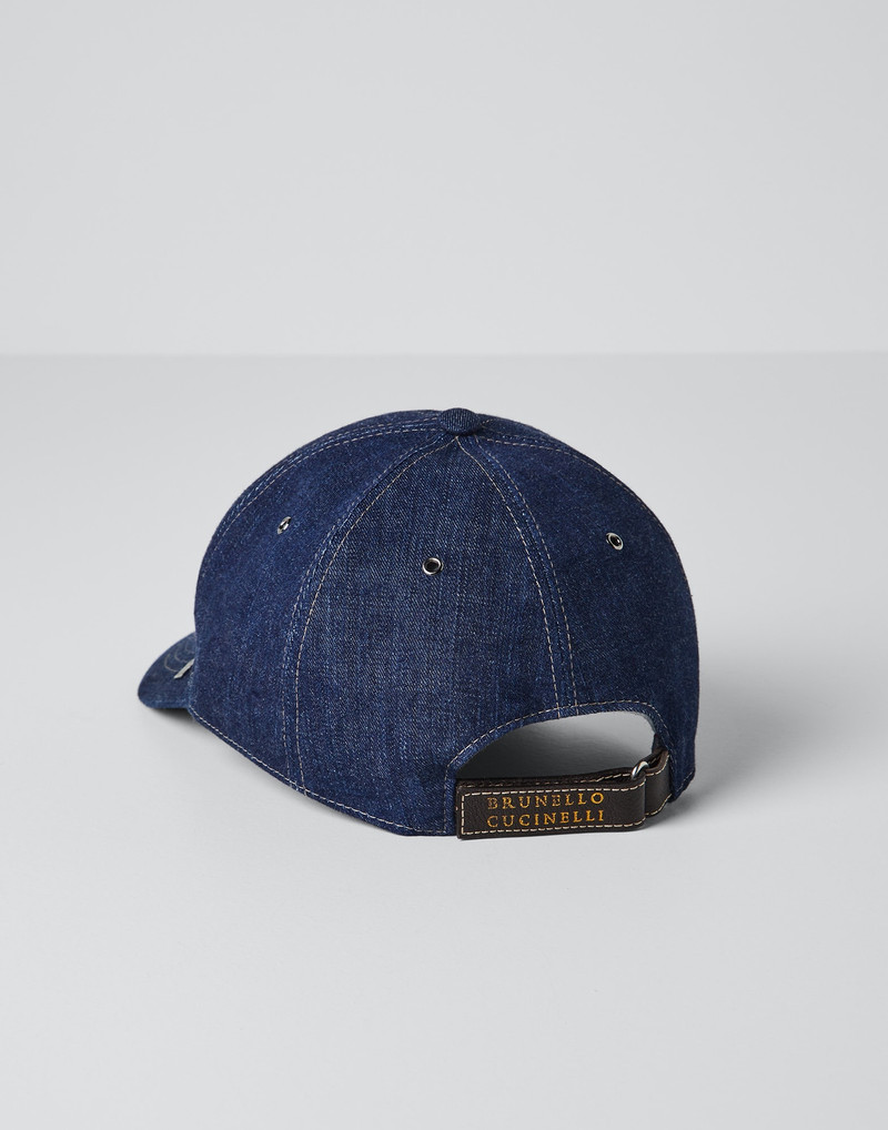 Brunello Cucinelli Lightweight old denim baseball cap outlook