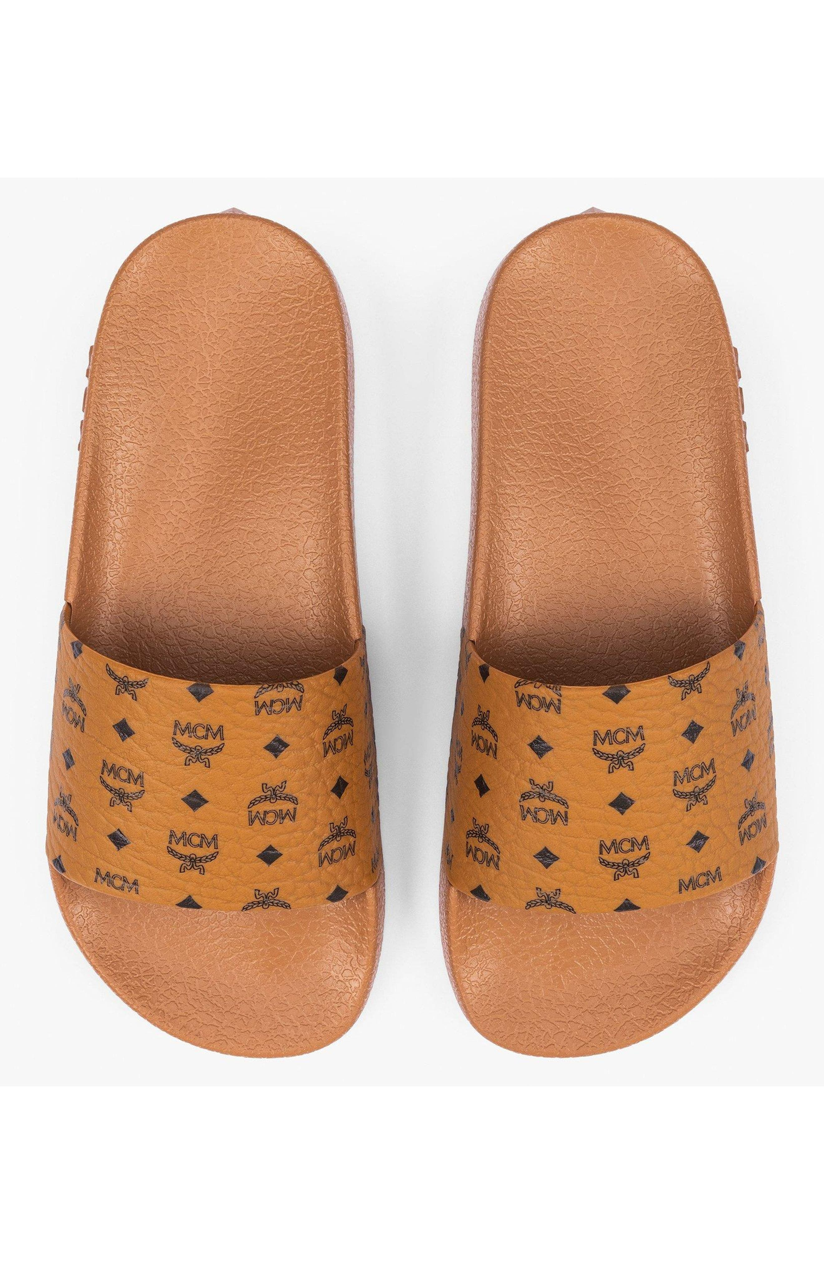 MCM Male Monogram Print Rubber Slides in Cognac at Nordstrom - 5