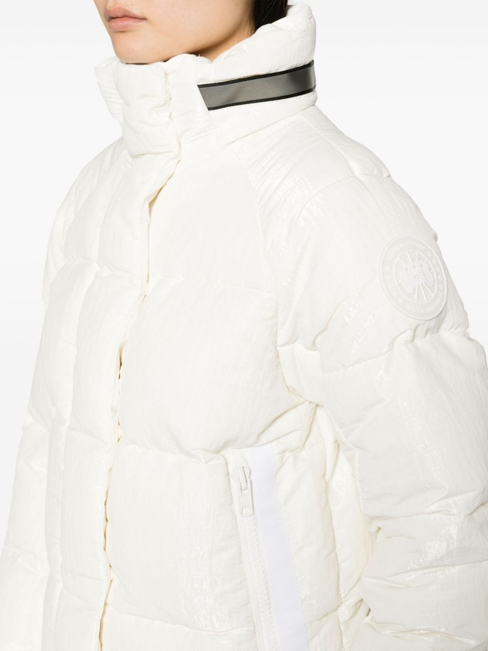 logo-patch slouch-hood puffer jacket - 6