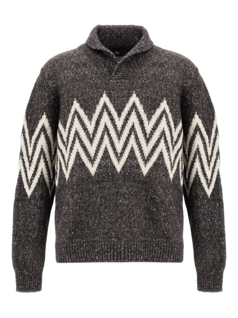 zigzag-pattern collared sweater 1