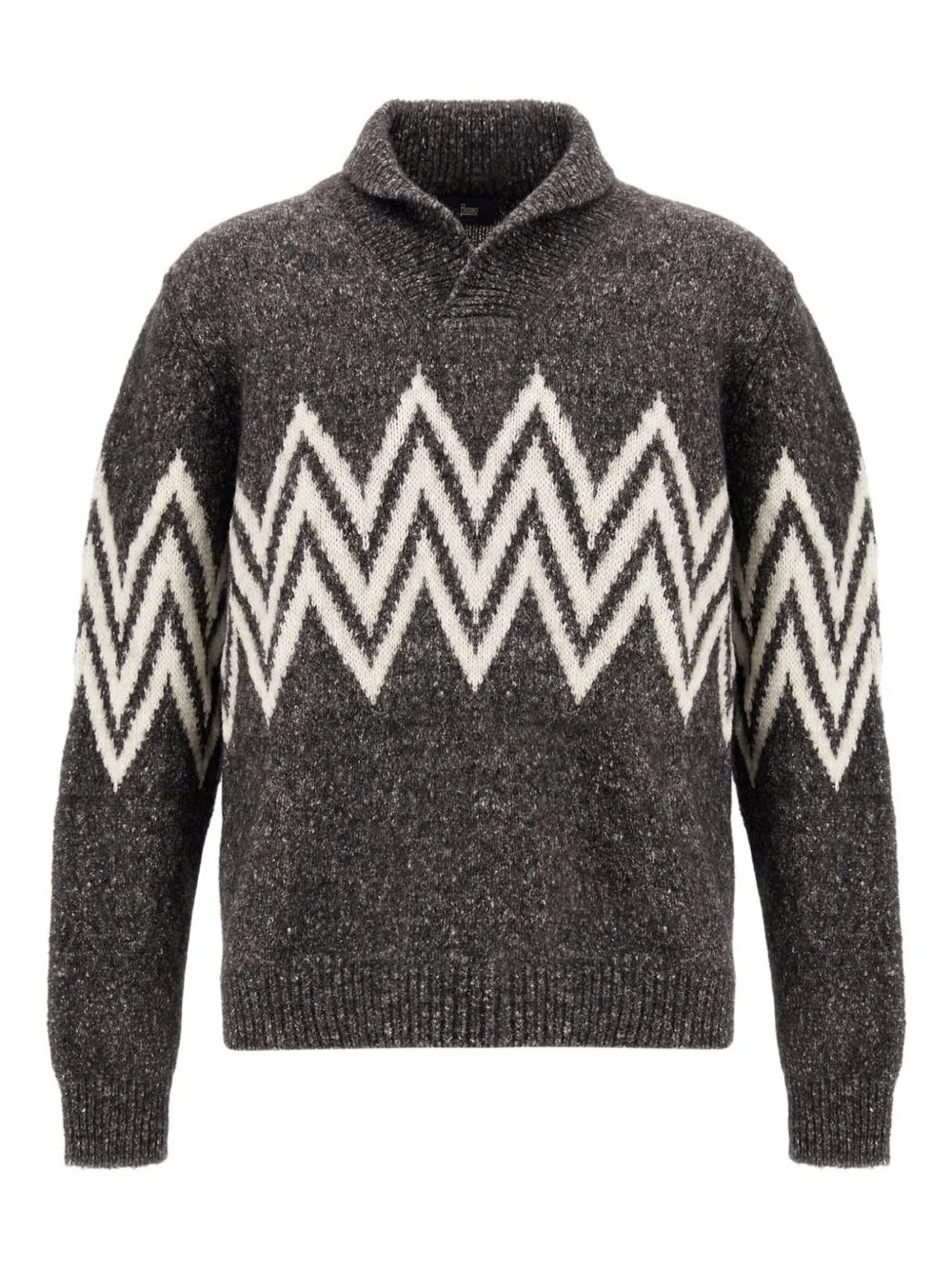 zigzag-pattern collared sweater - 1
