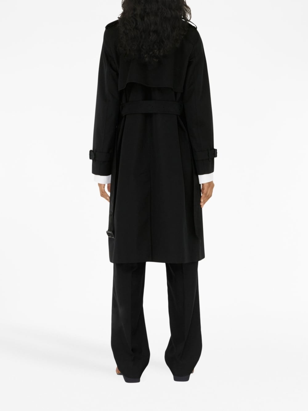 check-panel gabardine trench coat - 4