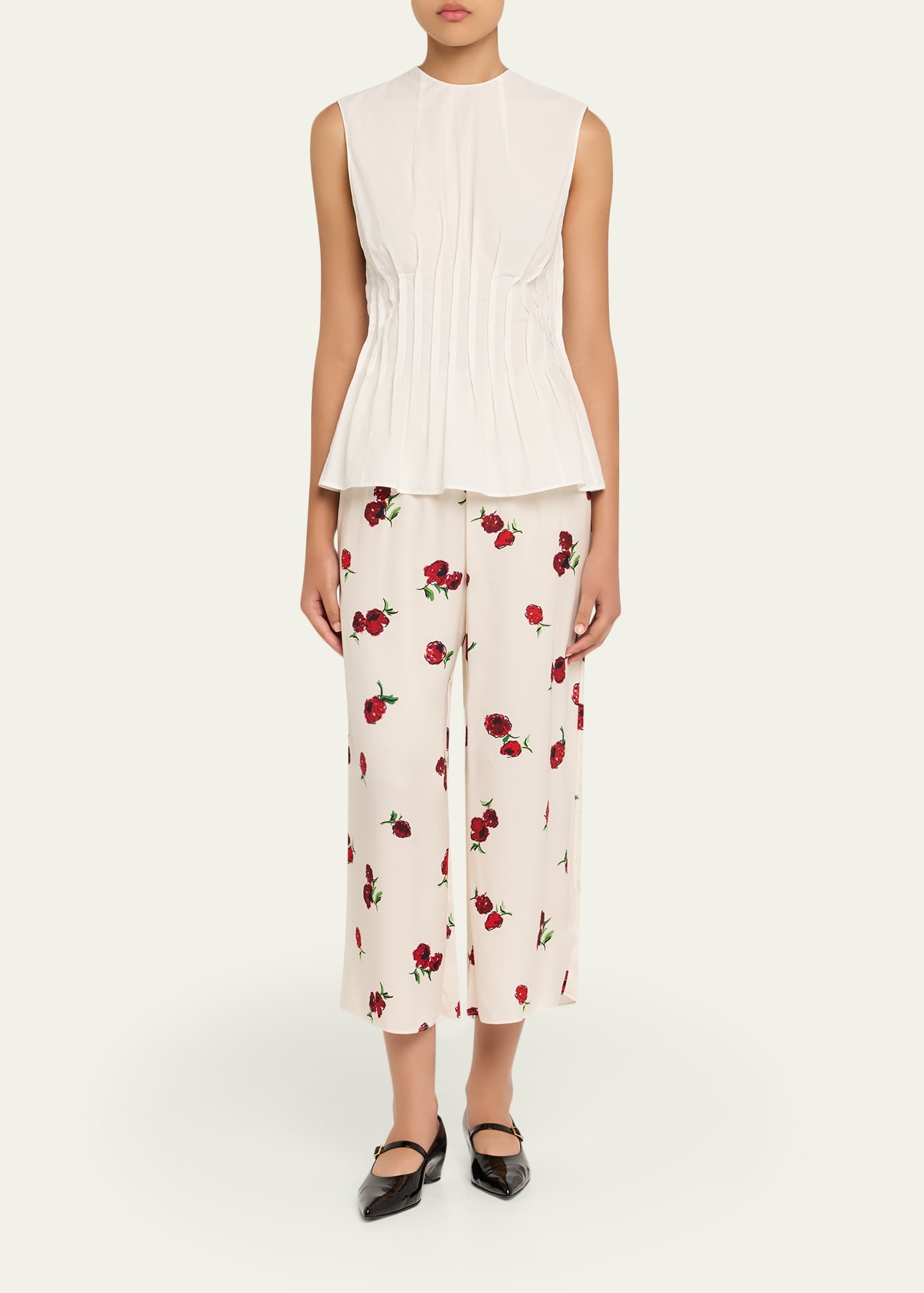 Mindy Floral Wide-Leg Crop Pull-On Pants - 2