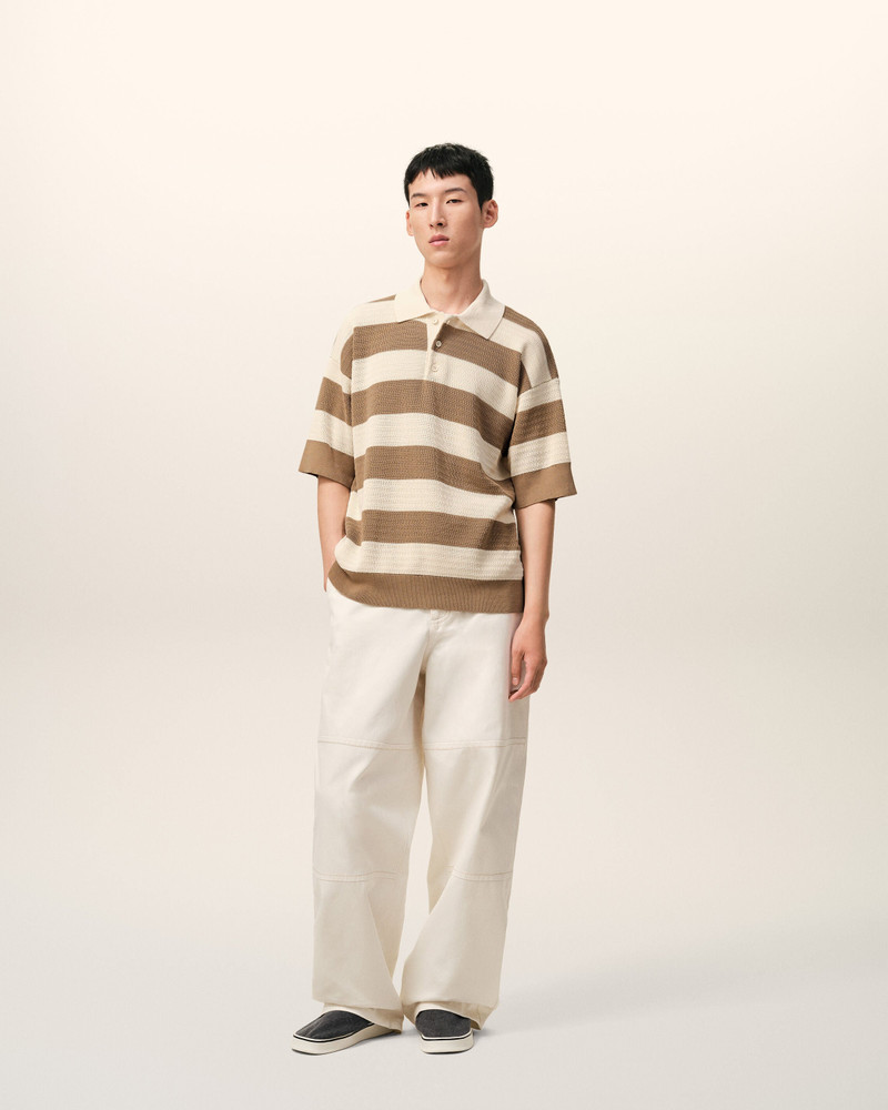 AMI Paris WHITE AND BROWN COTTON AMI DE COEUR POLO outlook