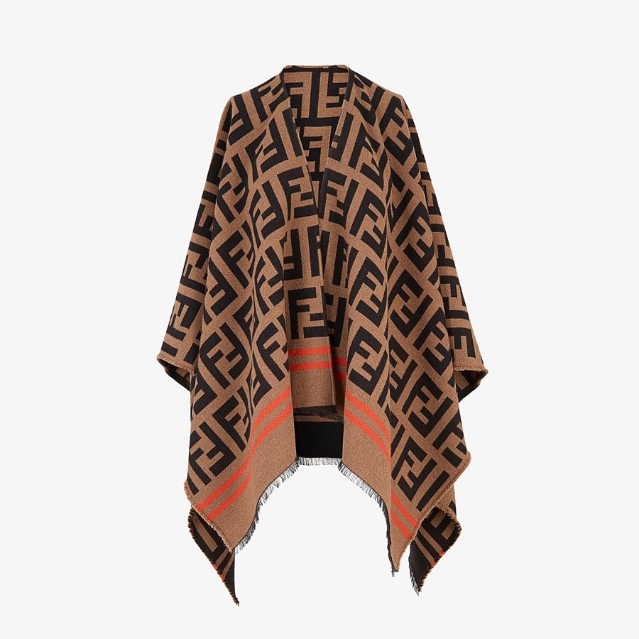 Multicolor wool and silk poncho - 1