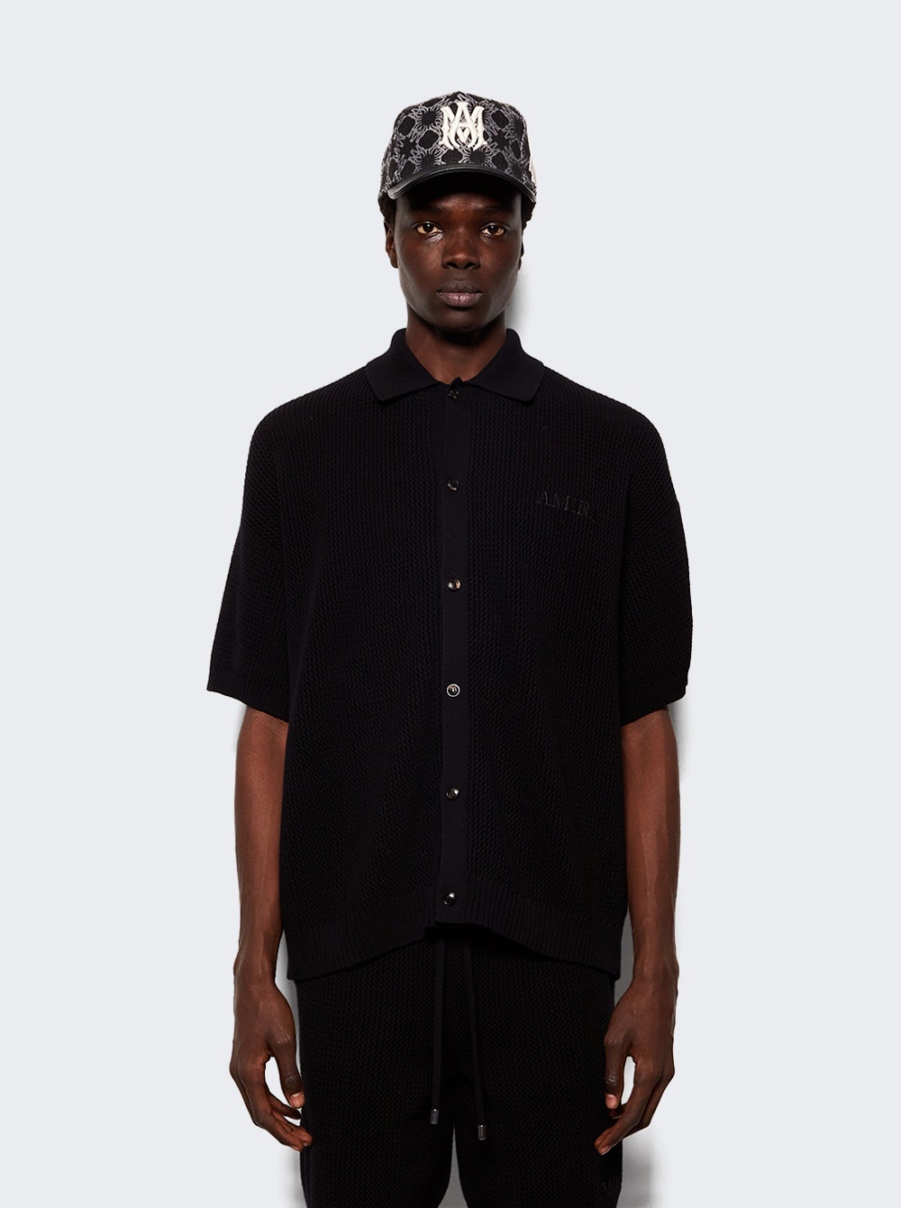 Crochet Mesh Shirt Black - 2