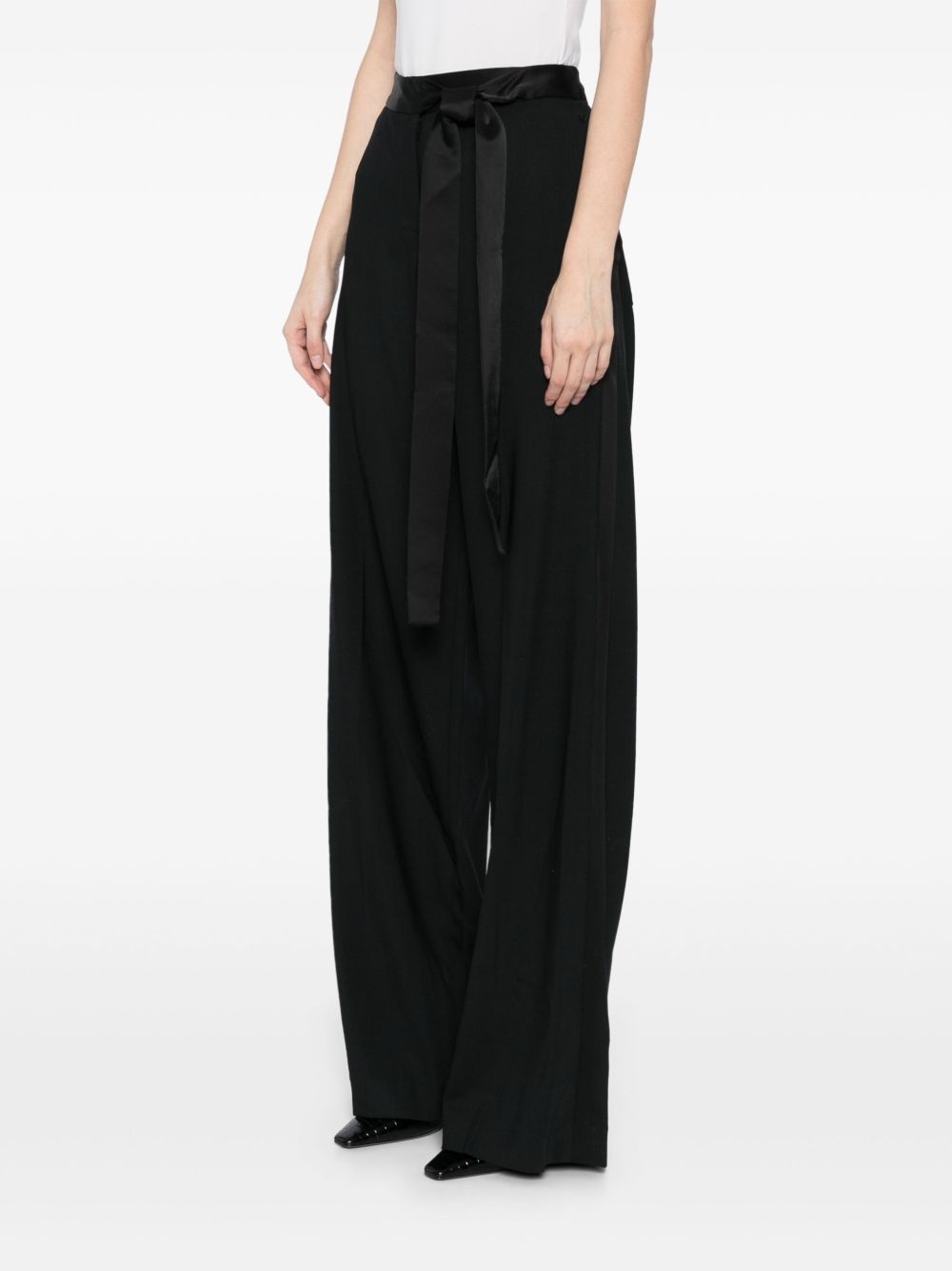 satin bow wide-leg trousers - 3