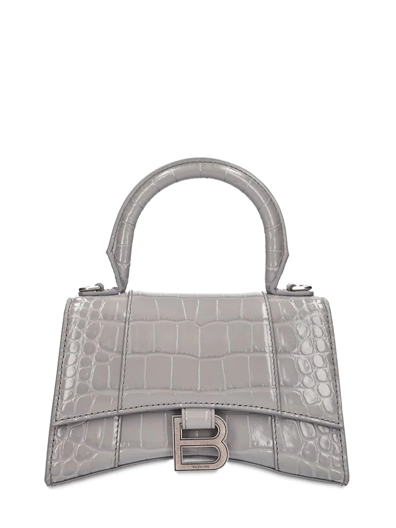 CROC EMBOSSED LEATHER SHOULDER BAG - 1