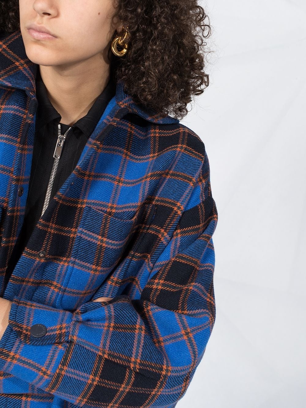 oversized plaid shirt coat  - 3