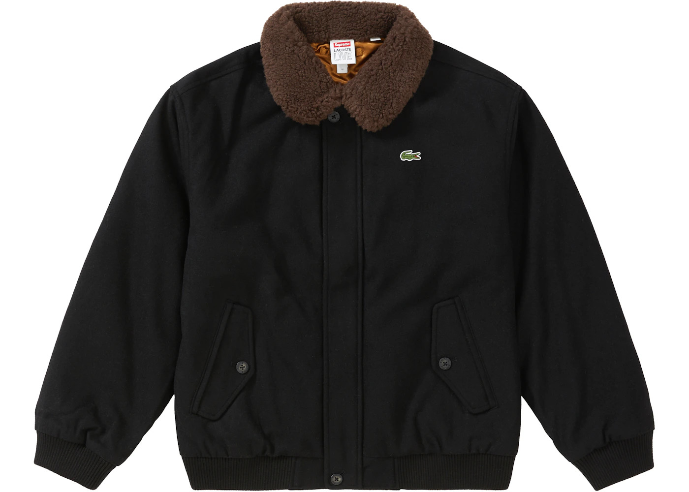 Supreme LACOSTE Wool Bomber Jacket Black - 1