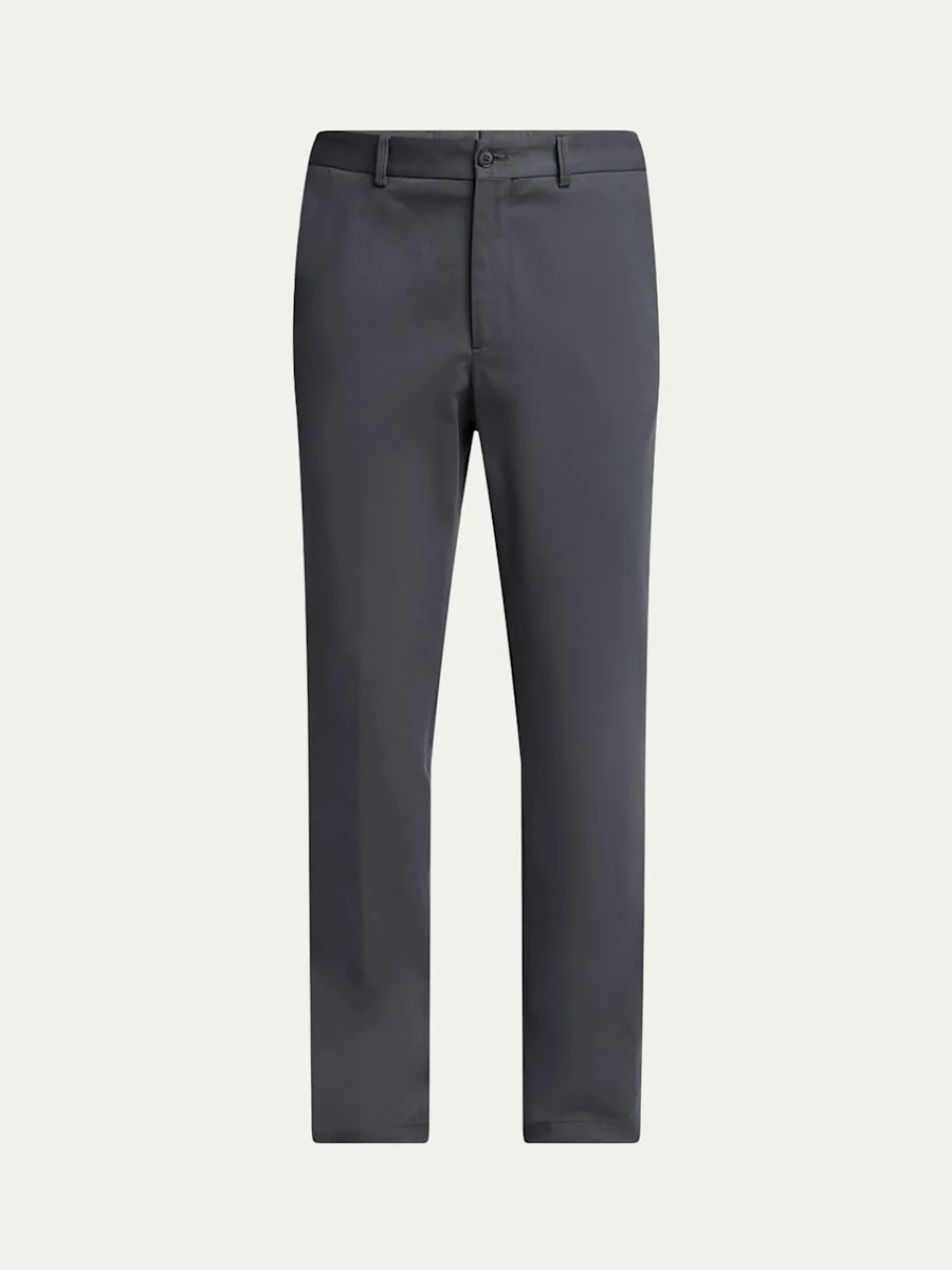 Men's Cotton and Cashmere Slim Flat-Front Trousers - 1