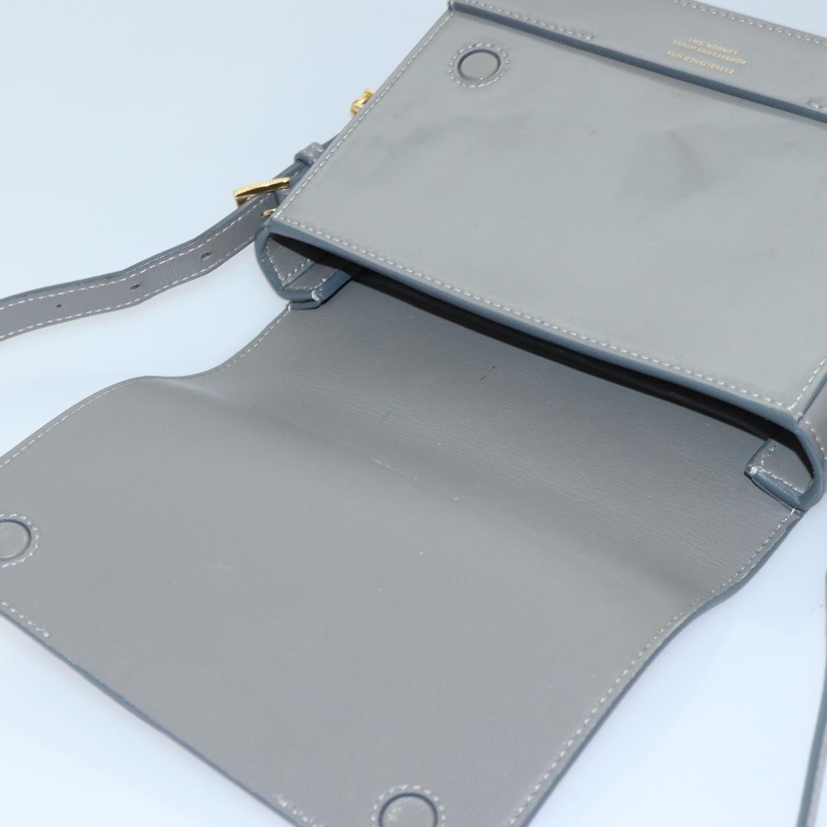 Burberry Shoulder Bag Patent Leather Gray Gold - 15