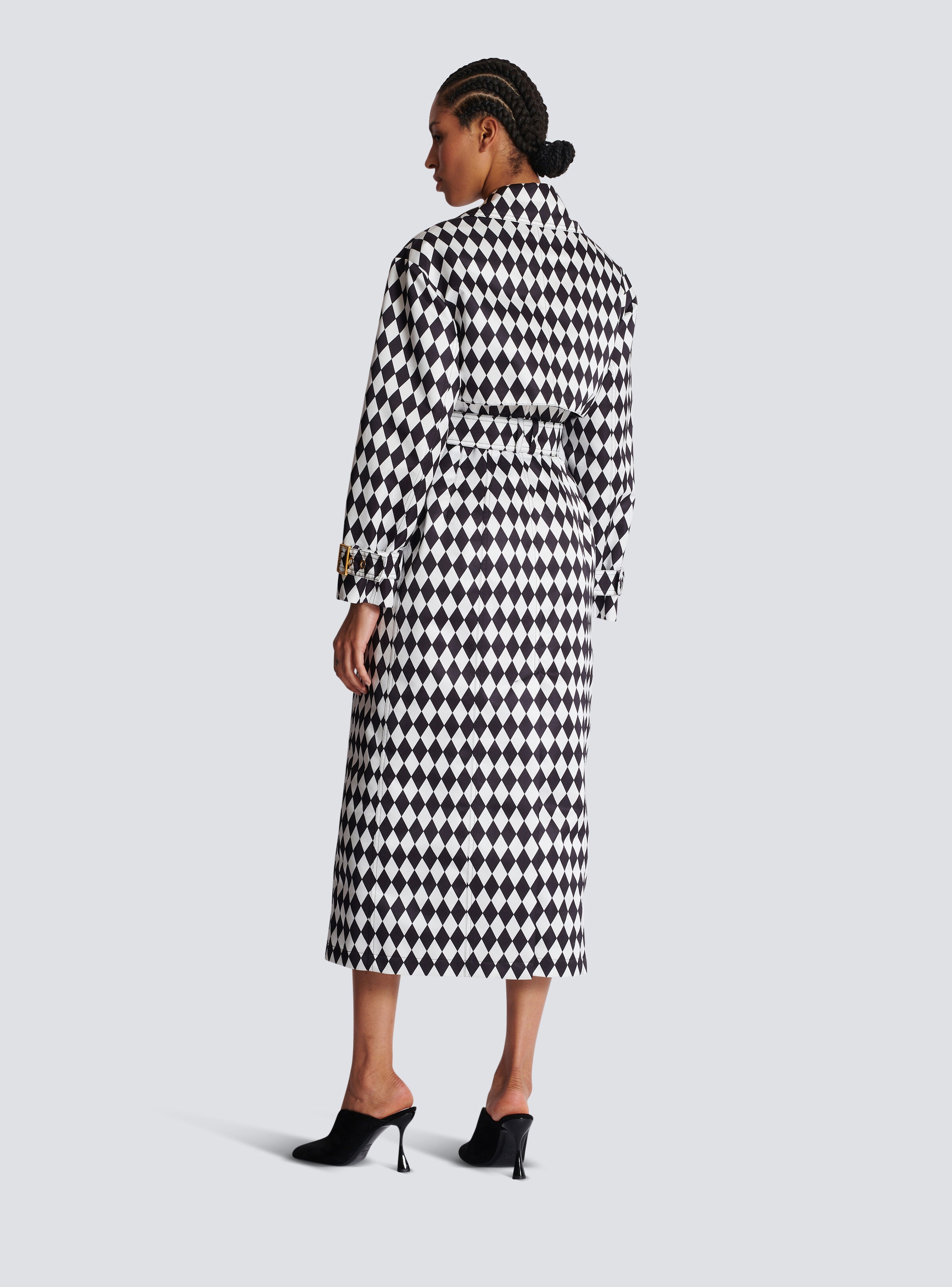 Diamond print belted trench coat - 4