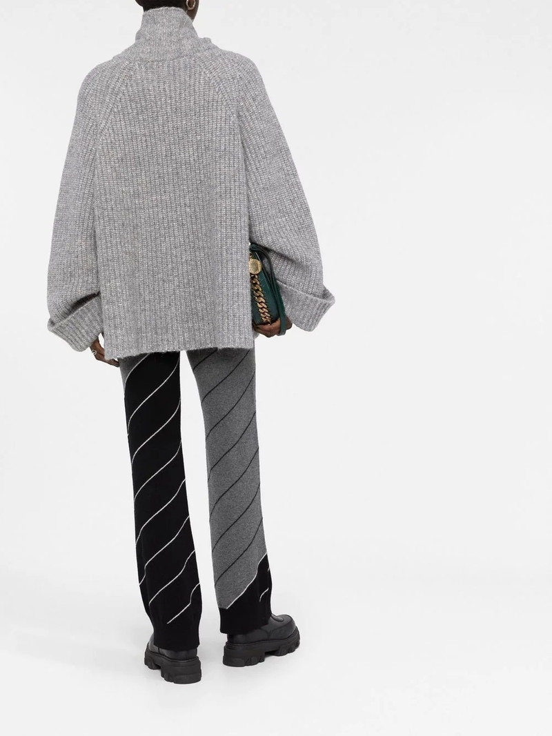 diagonal-stripe wool flared trousers 4