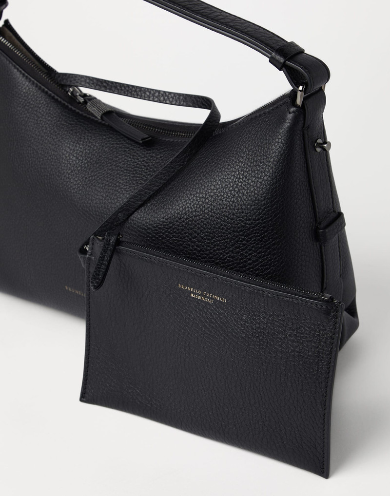 Texture calfskin hobo bag with monili 5