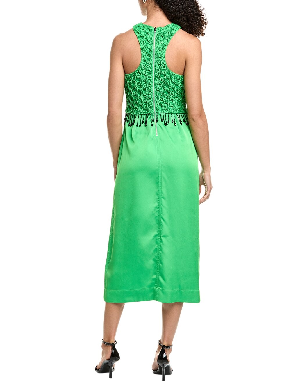 GANNI Smocked Satin Maxi Dress - 2