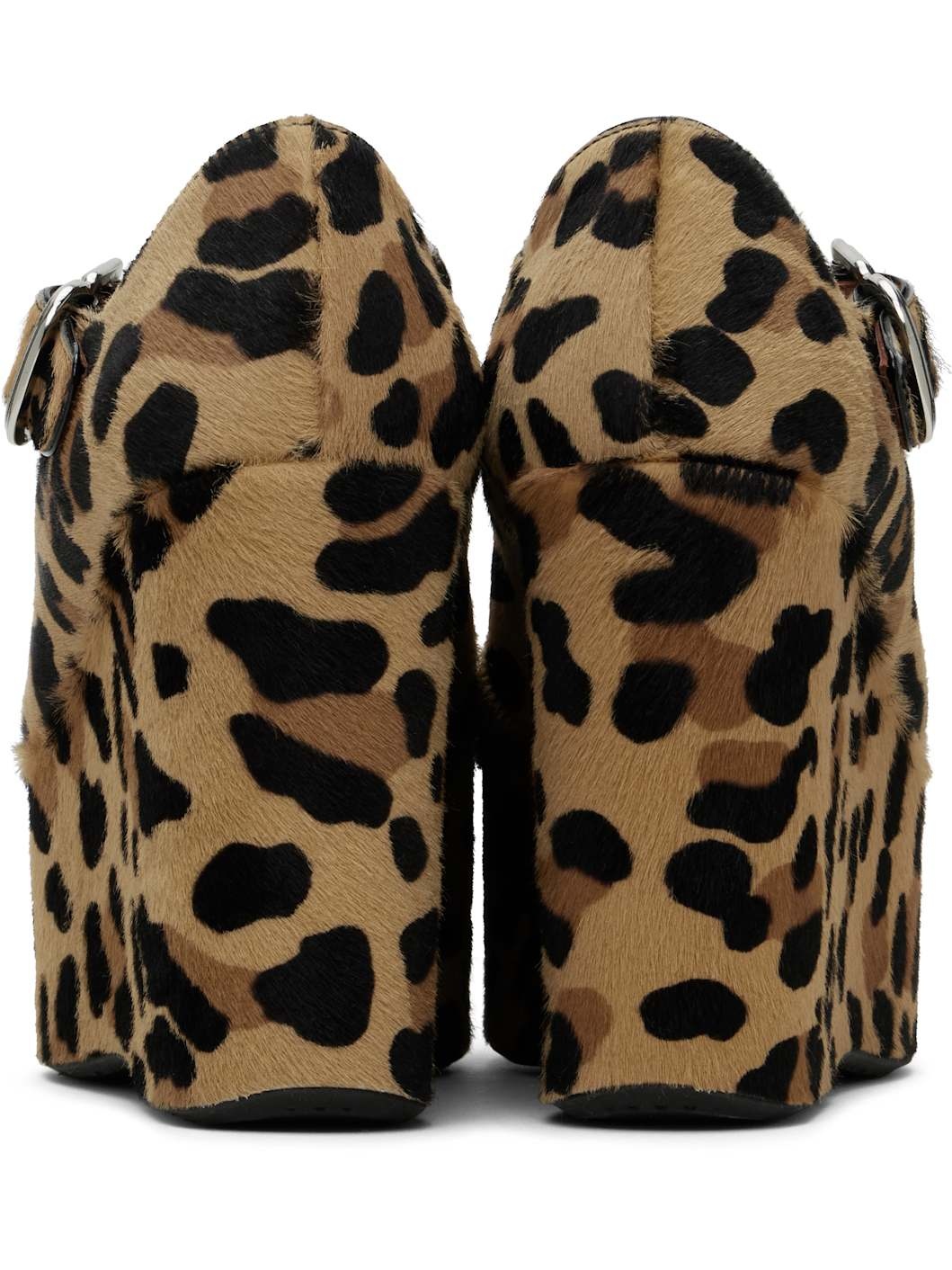 Brown Criss Cross Wedge Heels - 2