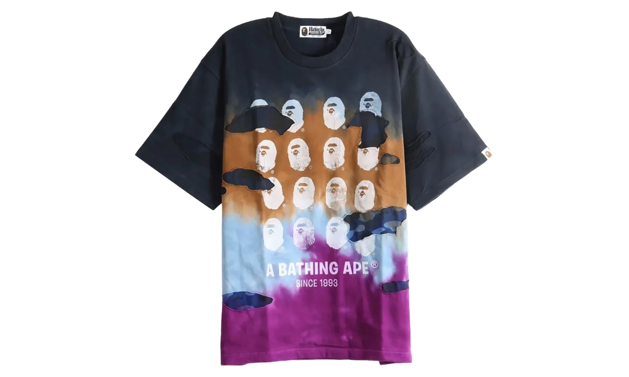 Color Camo Tie Dye Destroyed Multi Logo Relaxed Fit Tee "Black / Multicolor" 1M30109321 BLK - 1