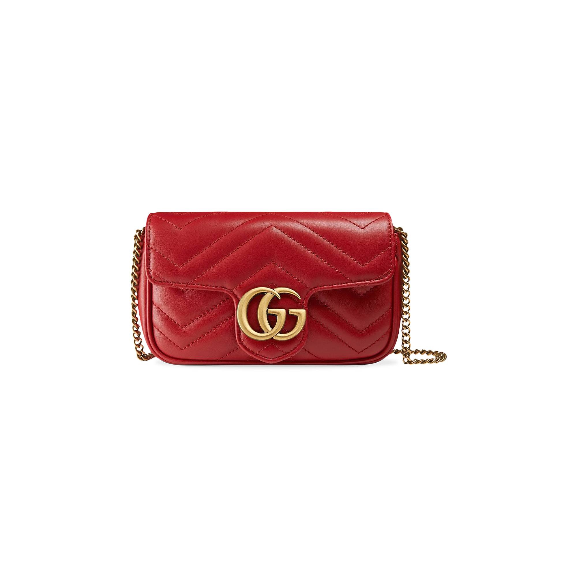 Gucci GG Marmont Matelass� Leather Super Mini Bag 'Hibiscus Red' - 1