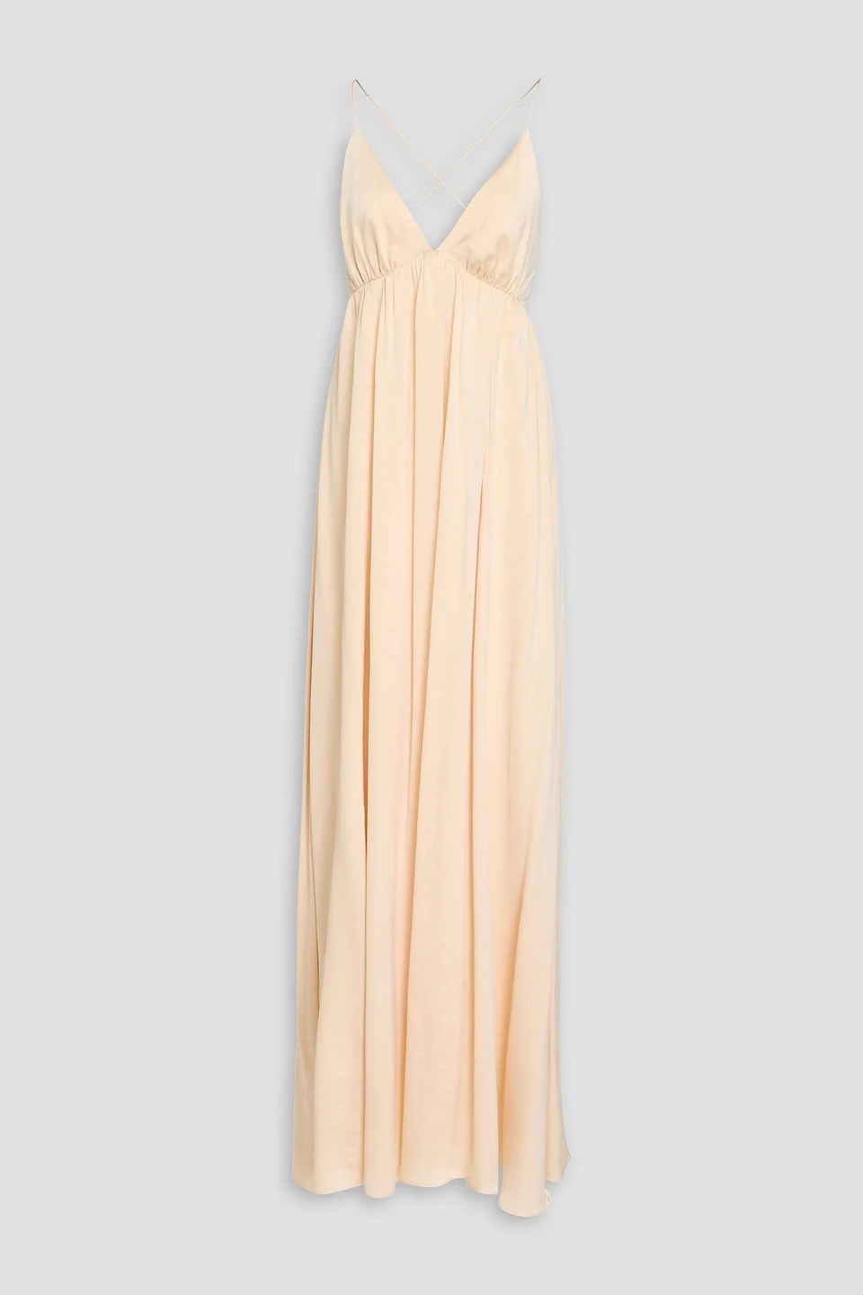 Gathered washed-silk maxi dress - 1