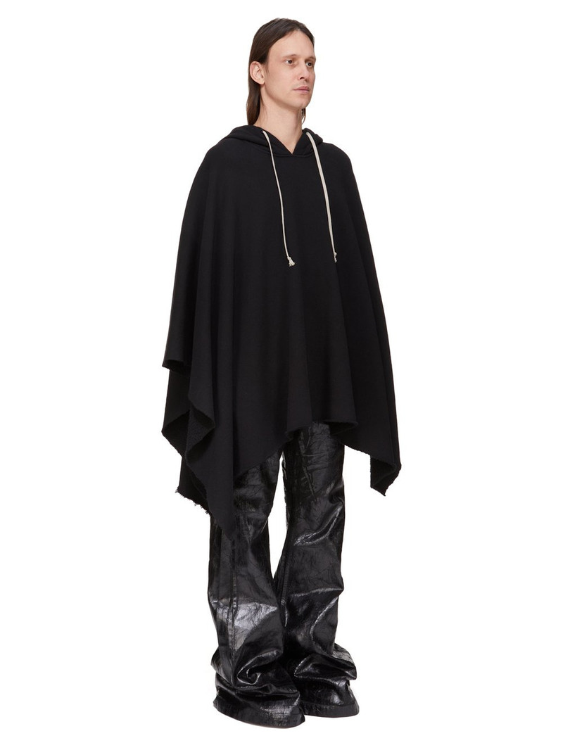 Rick Owens DRKSHDW raw-edge drawstring poncho hoodie outlook