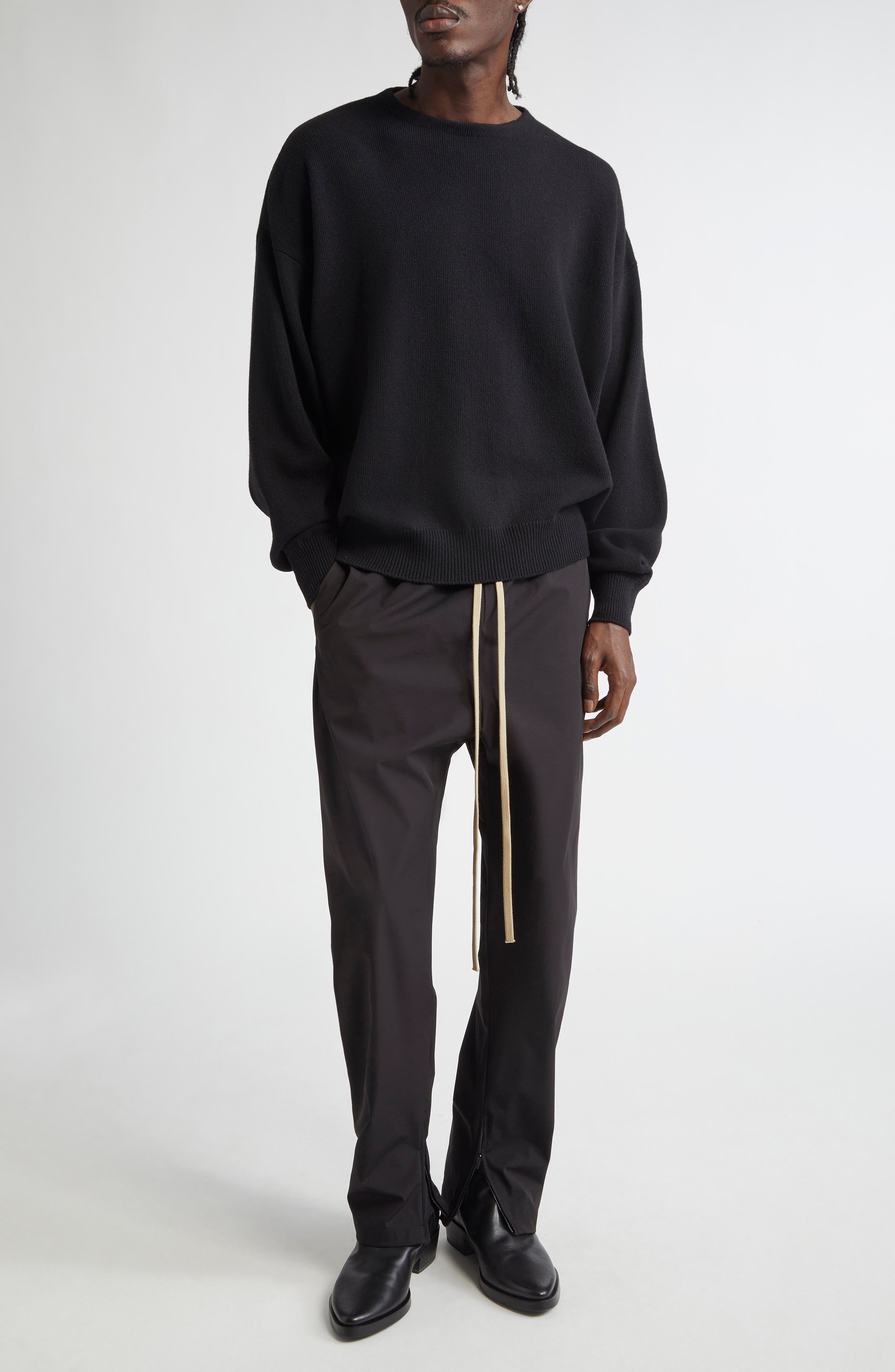 Fear of God Fine Knit Merino Wool Crewneck Sweater in Black at Nordstrom - 2
